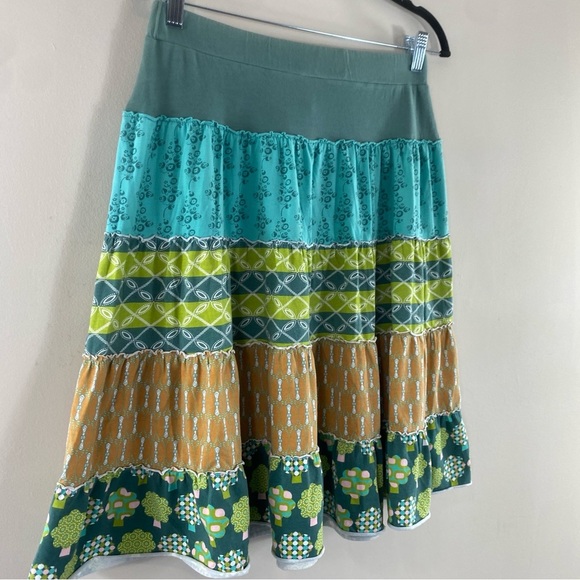 Matilda Jane Blue Boho Floral Midi A-Line Skirt with Tiered Design Sz S - Picture 3 of 10